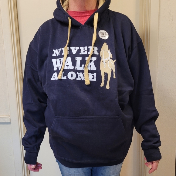 Dog Is Good Men's Graphic Hoodie Size XL Navy Blue "Never Walk Alone" NWT - Picture 3 of 9